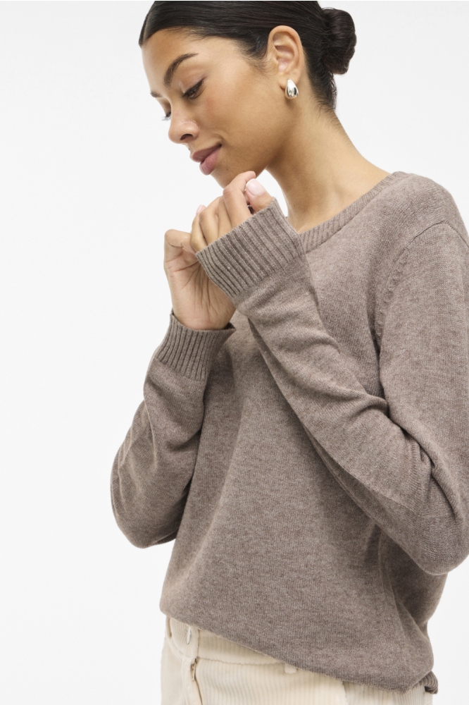 VIRIL O-NECK L/S KNIT TOP - NOOS 14054177 FALCON/MELANGE